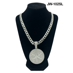 Circle Star Curb Link Chain and Pendant 50cm Silver Necklace