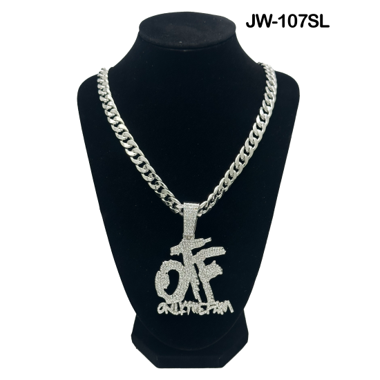 OTF Curb Link Chain and Pendant 50cm Silver Necklace 