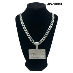 Credit Card Curb Link Chain and Pendant 50cm Silver Necklace 