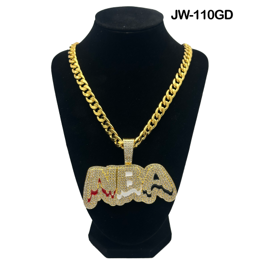 AIBA Curb Link Chain and Pendant 50cm Gold Necklace 