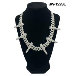 Silver Curb Cuban Link Bullet Chain Necklace Silver Curb Cuban Link Bullet Chain Necklace