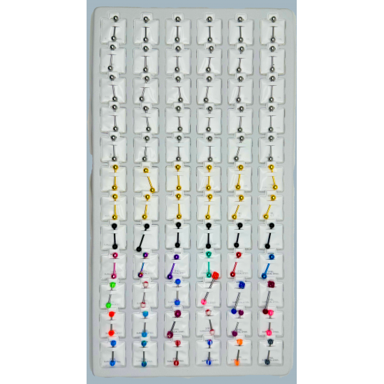 Barbells Body Jewelry Multi Color 72 Pcs/card (50/cs)