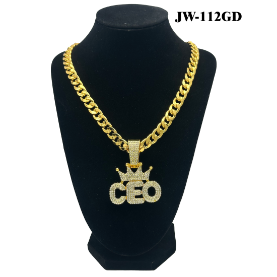 CEO Curb Link Chain and Pendant 50cm Gold Necklace 