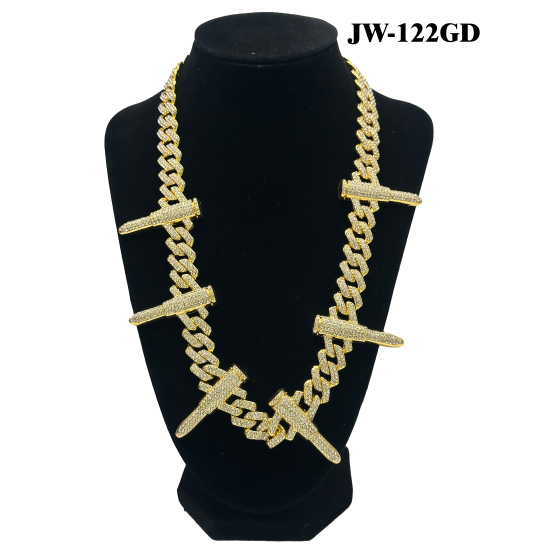 Bullet Cuban Link Chain 50cm Gold Necklace 