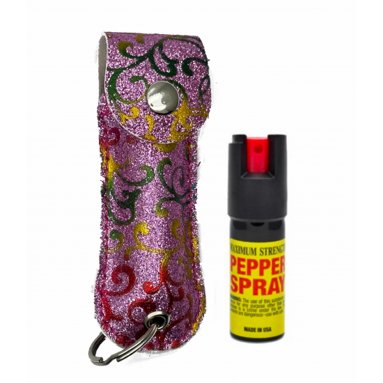 Pink Flower Cheetah 1/2 oz Keychain Pepper Spray (200/24X14X18/28, 100/24X14X9/14)