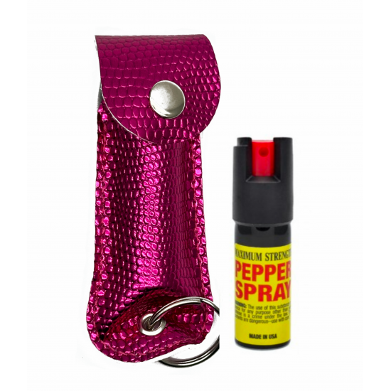 Pink Snake Cheetah 1/2 oz Keychain Pepper Spray (200/24X14X18/28, 100/24X14X9/14)