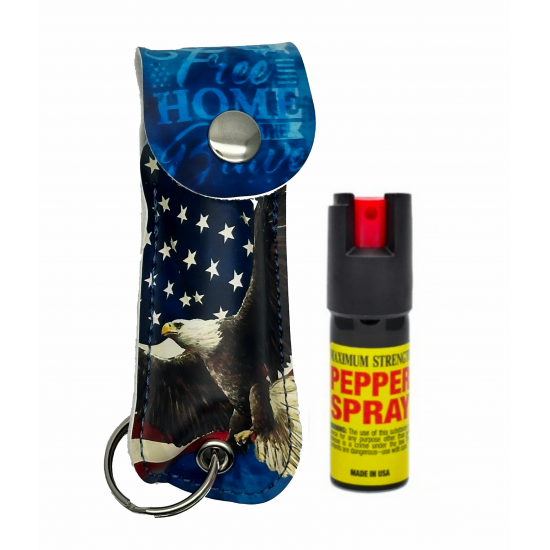 US Flag Cheetah 1/2 oz Keychain Pepper Spray (200/24X14X18/28, 100/24X14X9/14)