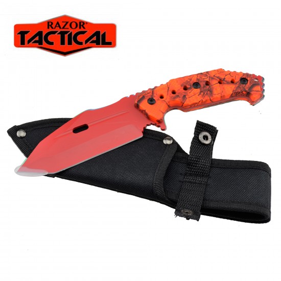 9'' ORANGE HUNTING KNIFE WITH SHEATH