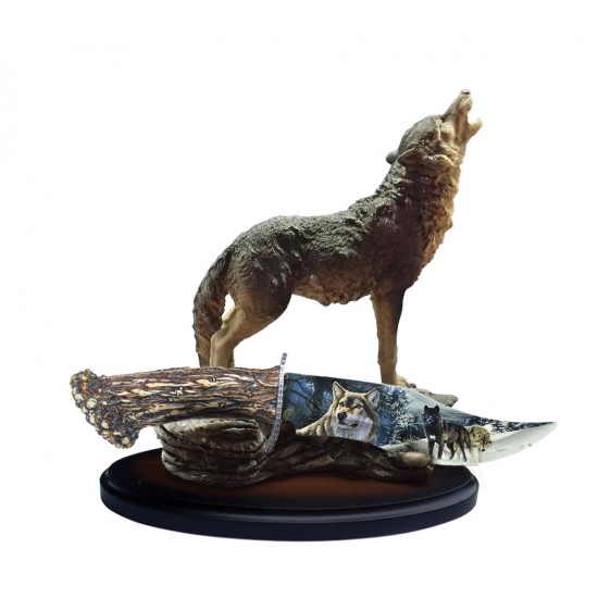 Wolf Fantasy Knife Resin Art Blade With Stand (12/1/21*22*25/45)