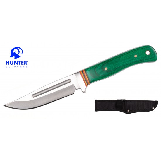 Hunting Knife 8" Overall Green Wood (60/1/11*10*21/31)