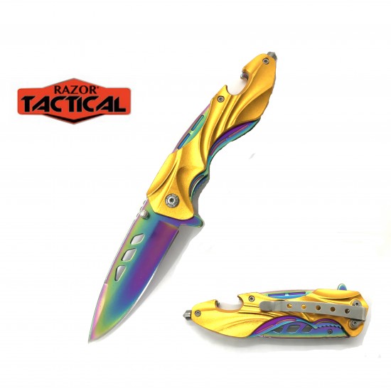 Spring Assist Knife 4.75'' Aluminum Handle, Titanium Blade (120/12/12*9*16/45)