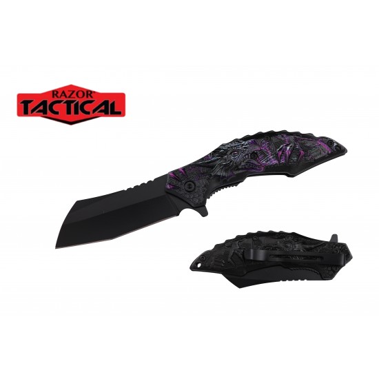 ** Discontinued ** Spring Assist Knife, 4.75" Closed Purple Dragon (120/12/12*8*17/32)