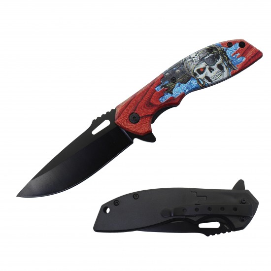 Skull Assisted Knife w/ABS Handle 8.25" overall. (120/12/11*8*17/37)