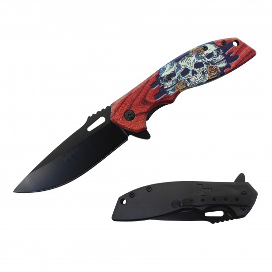 Skull Assisted Knife w/ABS Handle 8.25" overall. (120/12/11*8*17/37)