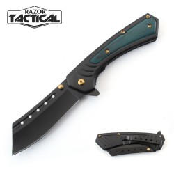 Spring Assist knife W/ Green Inlay Metal Handle 440 s.s Blade  (60/12/12*7*11/25)