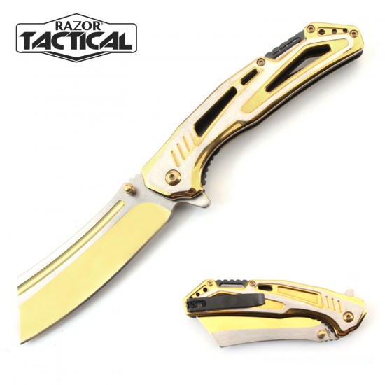 Spring Assist knife Gold Ti Coated (60/12/13*7*11/25)