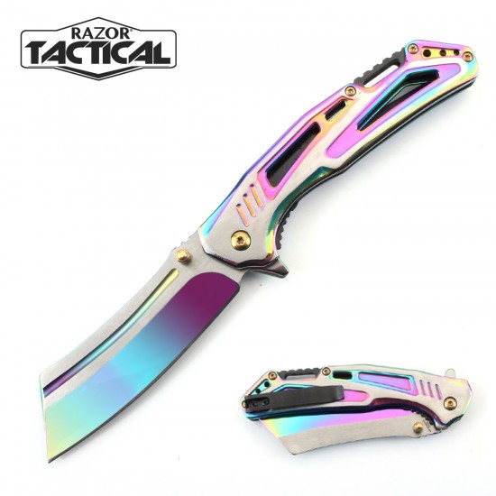 Spring Assist knife Rainbow Ti Coated (60/12/13*7*11/25)