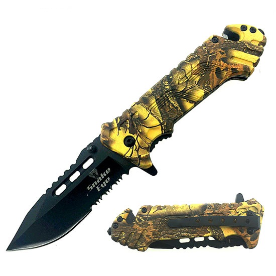 ST-338YC TACTICAL CAMO SPRING ASSIST KNIFE 4.5" CLOSED (120/cs)
