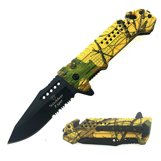ST-339YC TACTICAL CAMO SPRING ASSIST KNIFE 4.5" CLOSED (120/cs)
