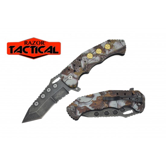 Spring Assisted Snow Camo Knife w/ABS Handle, 4.5" closed (120/12/13*10*17/40)