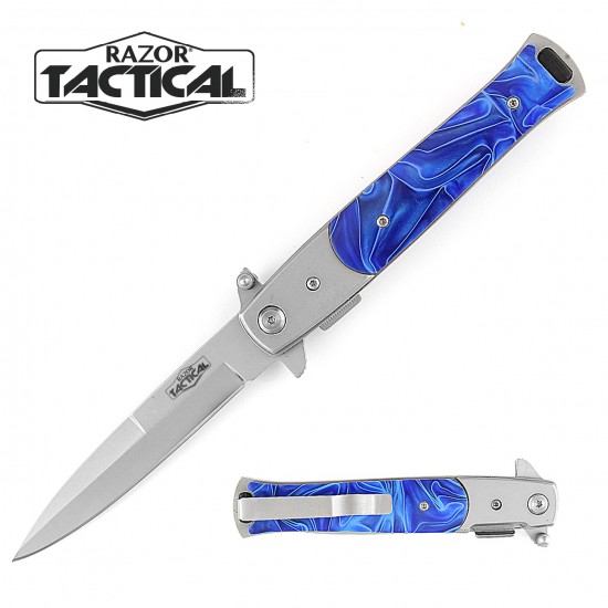 Stiletto Style Quick Assist knife W/ Blue Pearl Handle  (120/12/12*9*16/40)