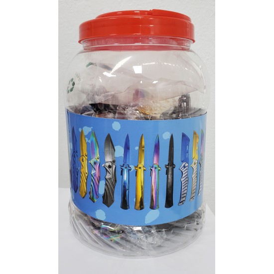 JR-101 Razor Tactical Jar of 24 Assorted Knives Titanium Coated (2/1/14*7*10/22)