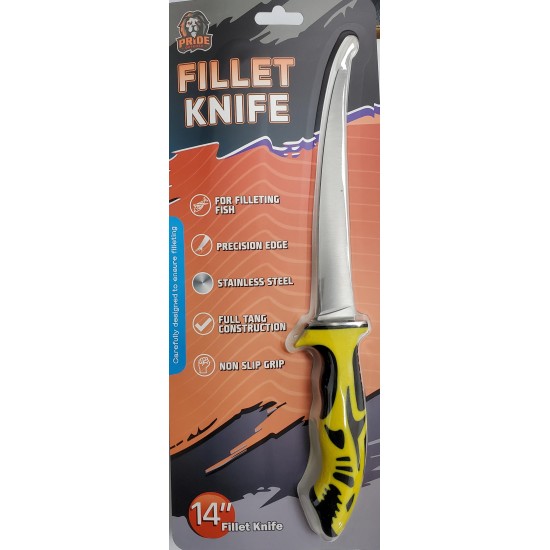 Fillet Knife 14" with Sheath. Blister Pack. (24/6/17*14*15/16).