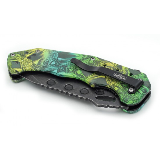 Spring Assisted Snake Camo Knife w/ABS Handle, 4.5" closed (120/12/13*10*17/40)