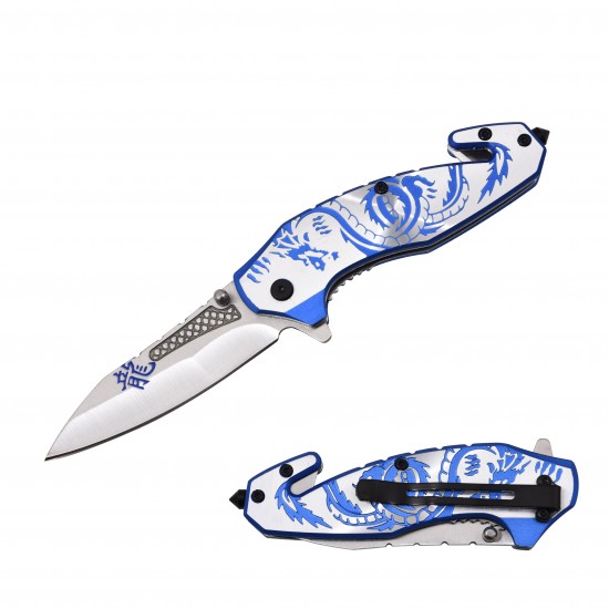 Blue Spring Assist Knife, Alum Handle 4.75" (120/12/12*9*16/40)