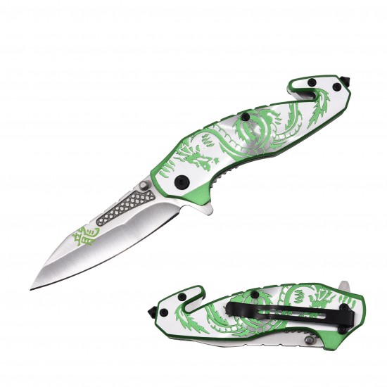Green Spring Assist Knife, Alum Handle 4.75" (120/12/12*9*16/40)