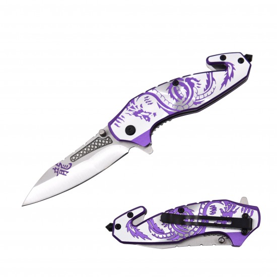 Purple Spring Assist Knife, Alum Handle 4.75" (120/12/12*9*16/40)