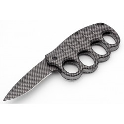 Carbon Fiber 4.5" Action Assist Finger Guard Knife, 420 s/s,  8" Overall, Pocket Clip. (100/10/17*12*11/40)
