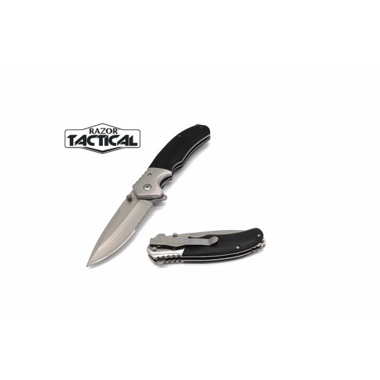 Spring Assist Knife Black Wood Handle 8.25" Overall (120/12/13*10*17/49)