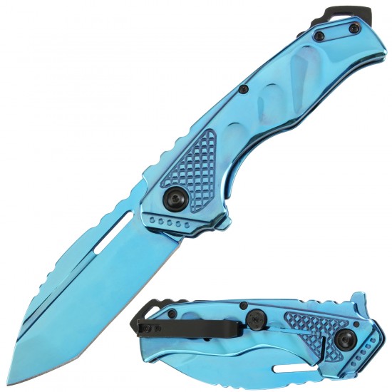 Assisted Knife Blue Titanium Handle, 4.75" closed. (60/12/13*7*11/29)