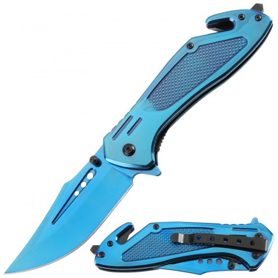 Assisted Knife Blue Titanium Handle. (60/12/9*6*16/33)