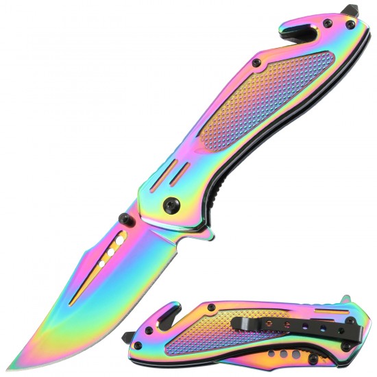 Assisted Knife Rainbow Titanium Handle. (60/12/9*6*16/33)