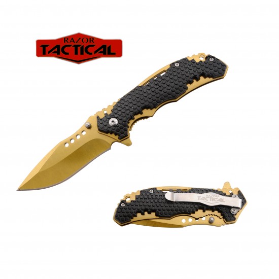 Honey Comb / Gold Blade Assisted Knife w/ABS Handle (120/12/12*9*16/38)