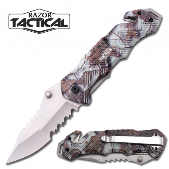 SNOW CAMO SPRING ASSISTED KNIFE W/ METAL HANDLE (120/12/13*10*16/49)