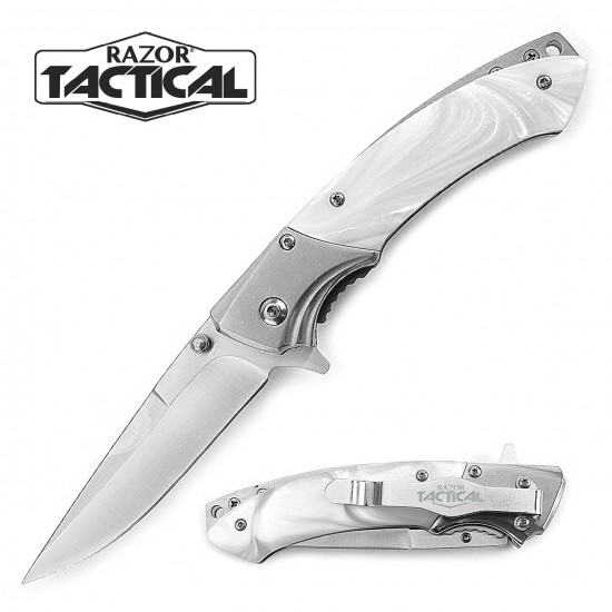 White Pearl Assist Knife 4.5'' Stainless Steel Handle (120/12/12*9*16/40)