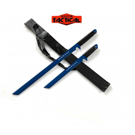 Blue 28" & 18" Machete Set with Sheath {12/6/30*7*13/30}