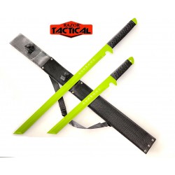 Green 28" & 18" Machete Set with Sheath {12/6/30*7*13/30} Green 28" & 18" Machete Set with Sheath {12/6/30*7*13/30}