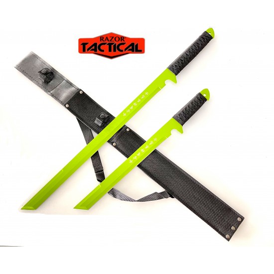 Green 28" & 18" Machete Set with Sheath {12/6/30*7*13/30}