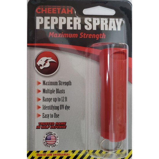 Cheetah 1/2 oz Red Hard Shell FLIP TOP Key chain Pepper Spray (200/24X14X18/31)