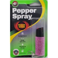 Cheetah Pink Rhinestones 1/2 oz Keychain Pepper Spray (200/24X14X18/30)