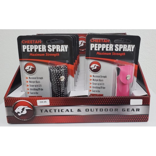 CH-35 Cheetah Counter Top Display with 12 Assorted Pepper Sprays..