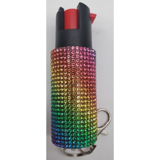 Cheetah Multicolor Rhinestones 1/2 oz Keychain Pepper Spray (200/24X14X18/30, 100/24X14X9/15)