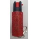Cheetah Red Rhinestones 1/2 oz Keychain Pepper Spray (200/24X14X18/30, 100/24X14X9/15)