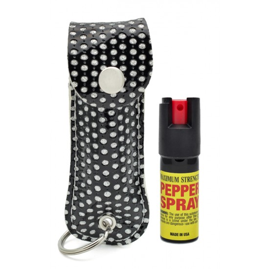 Black Bling Cheetah 1/2 oz Keychain Pepper Spray (200/100)