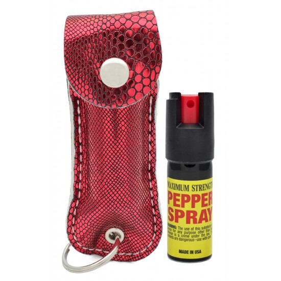 Red Snake Cheetah 1/2 oz Keychain Pepper Spray (200/24X14X18/28, 100/24X14X9/14)