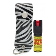 Silver Zebra Cheetah 1/2 oz Keychain Pepper Spray (200/24X14X18/28, 100/24X14X9/14)